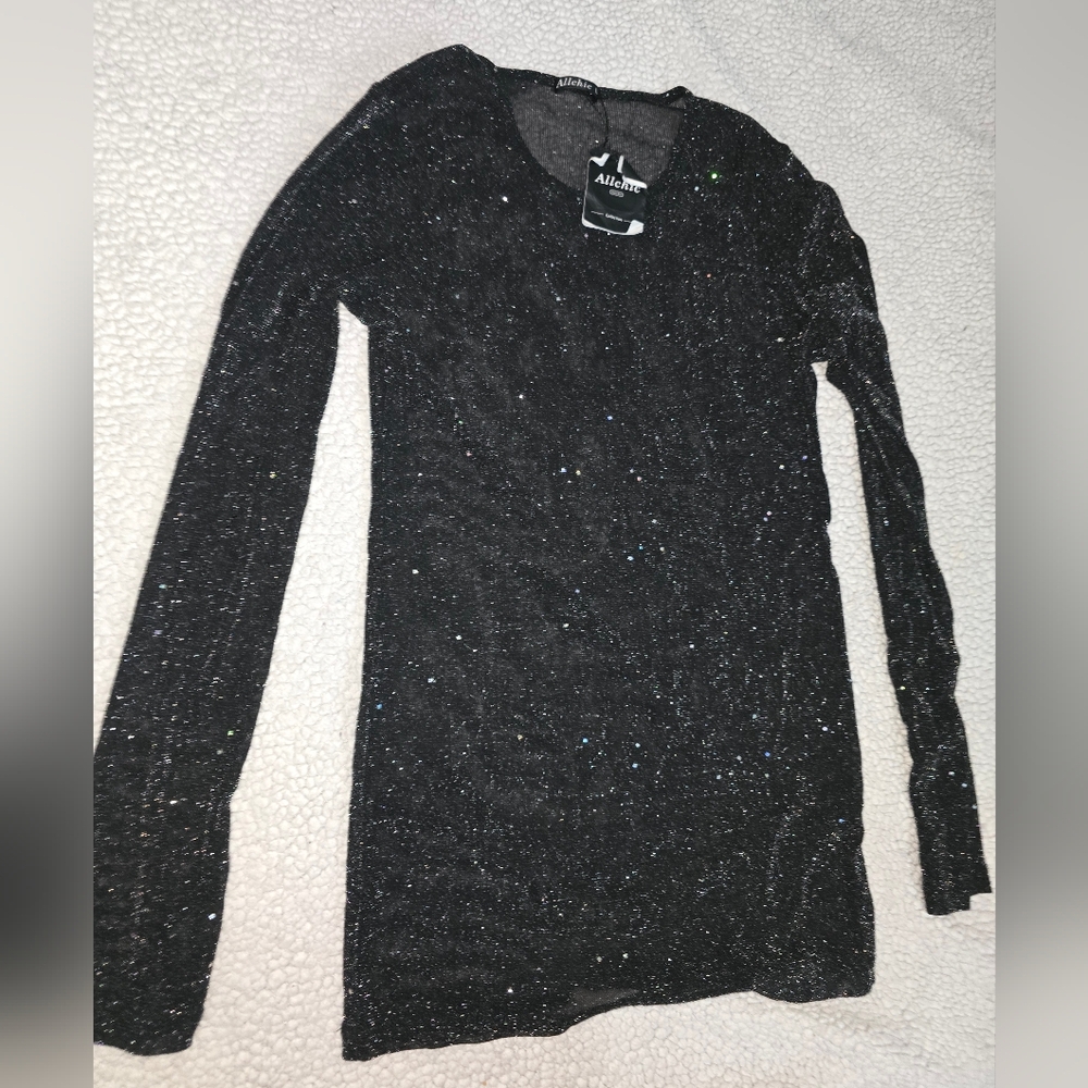 chic Black Sparkle Scoop Neck Dress
